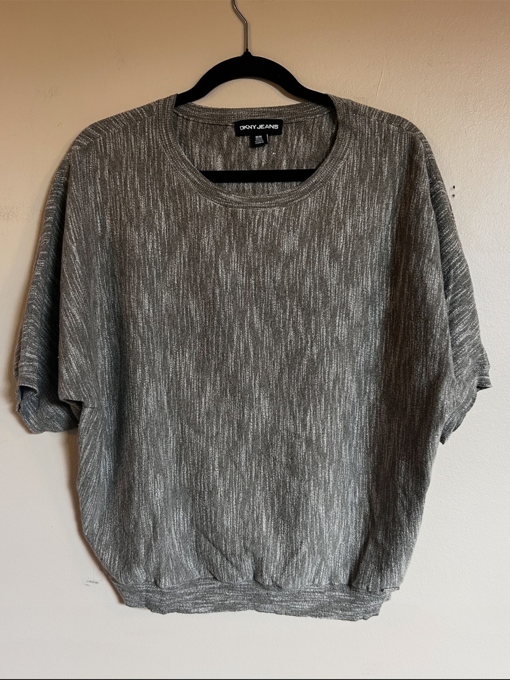 DKNY - Women’s Medium Gray Heather Dolman Short Sleeve Knit Top